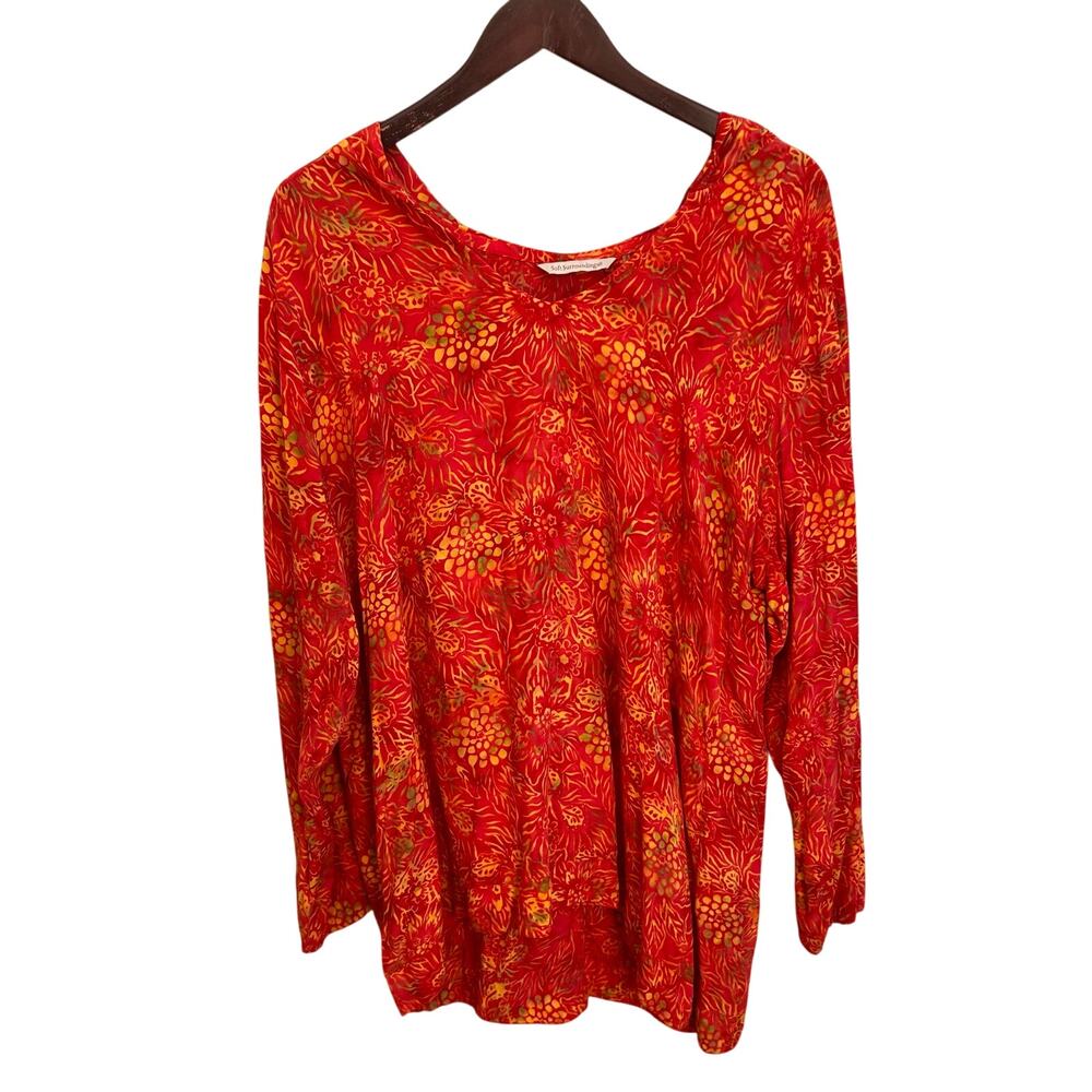 Soft Surroundings Floral Hooded Swim Coverup Size Large